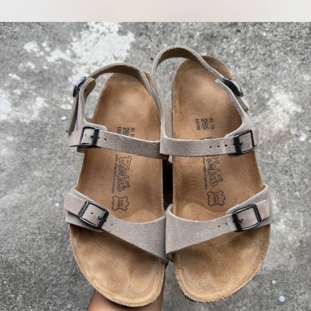 Birks by Birkenstock Sandals size 10_Taupe-Stone- Neutral Beige Suede Buckle